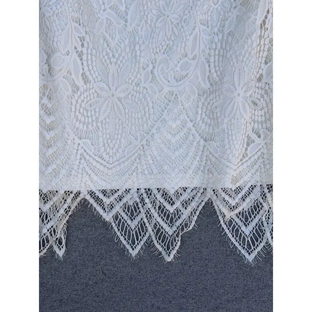 Danity Ivory Lace Two Piece Set Crop Top Skirt Boho Size Small
